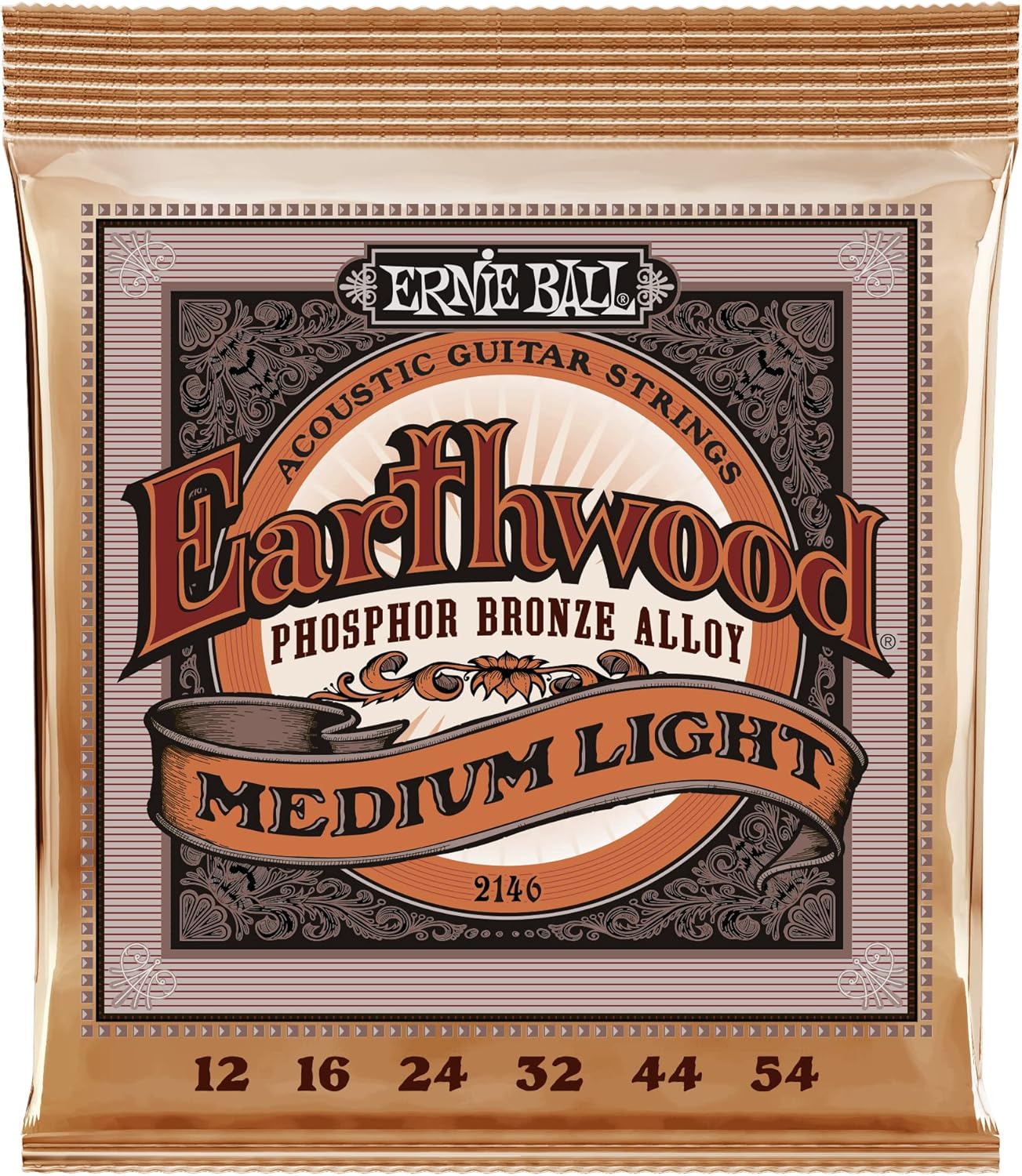 Ernie Ball Earthwood Medium Light Phosphor Bronze Acoustic Guitar String, 12-54 Gauge