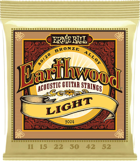 Ernie Ball Earthwood Light 80/20 Bronze Acoustic Guitar Strings, 11-52 Gauge