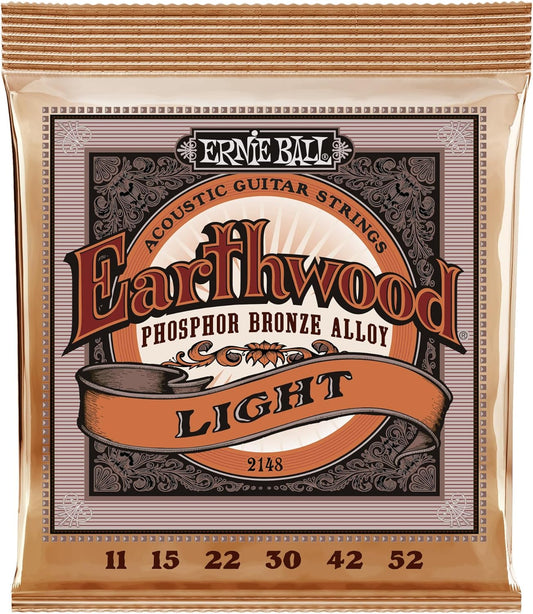 Ernie Ball Earthwood Light Phosphor Bronze Acoustic Guitar String, 11-52 Gauge