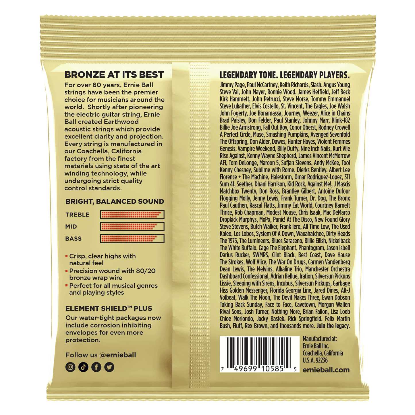 Ernie Ball Earthwood Custom Light 80/20 Bronze Acoustic Guitar Strings 11.5 54