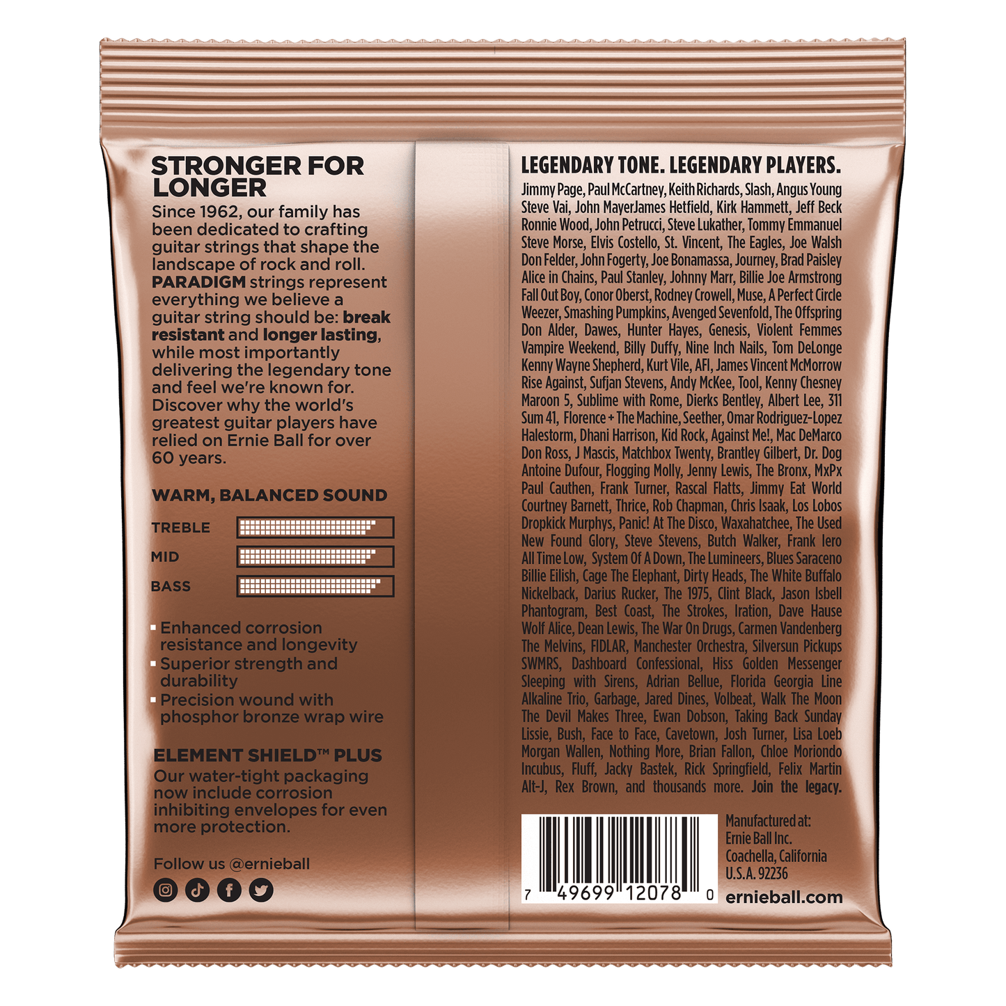 Ernie Ball Paradigm Light Phosphor Bronze Acoustic Guitar Strings 11-52 Gauge