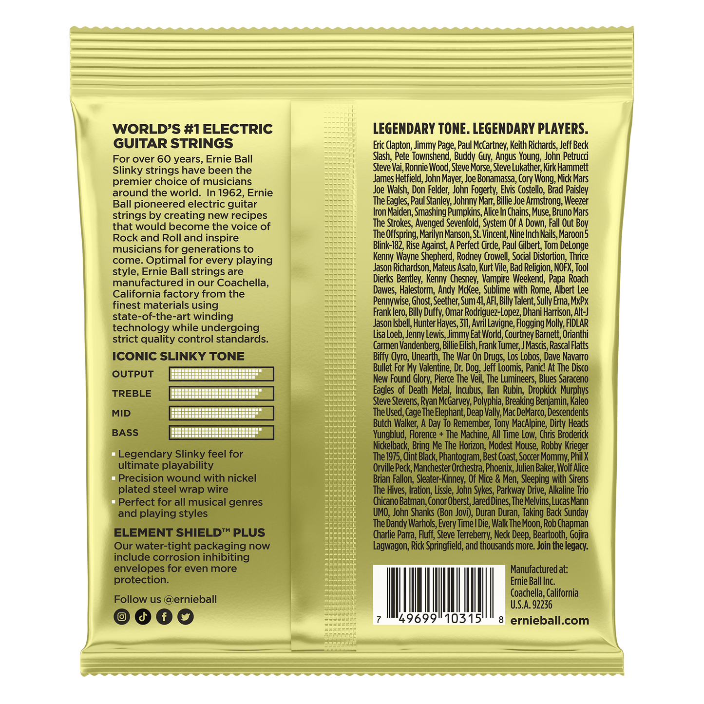 Ernie Ball Mammoth Slinky Nickel Wound Electric Guitar Strings, 12-62 Gauge