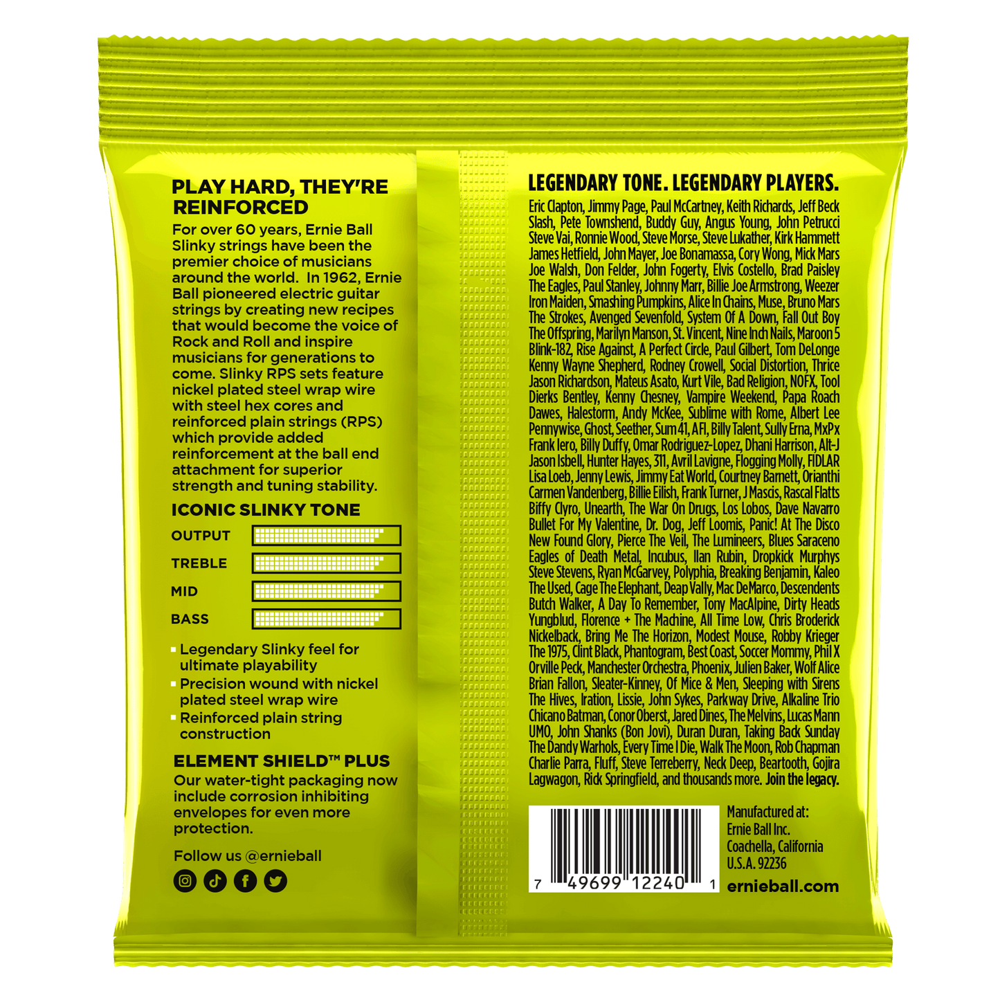 Ernie Ball Regular Slinky RPS Nickel Wound Electric Guitar Strings, 10-46 Gauge