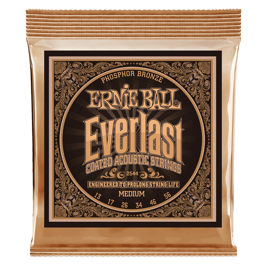 Ernie Ball Everlast Medium Coated Phosphor Bronze Acoustic Guitar String, 13-56 Gauge