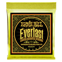 Ernie Ball Everlast Medium Coated 80/20 Bronze Acoustic Guitar String, 13-56 Gauge