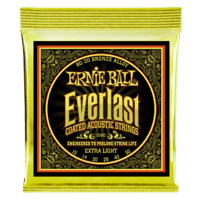 Ernie Ball Everlast Extra Light Coated 80/20 Bronze Acoustic String, 10-50 Gauge