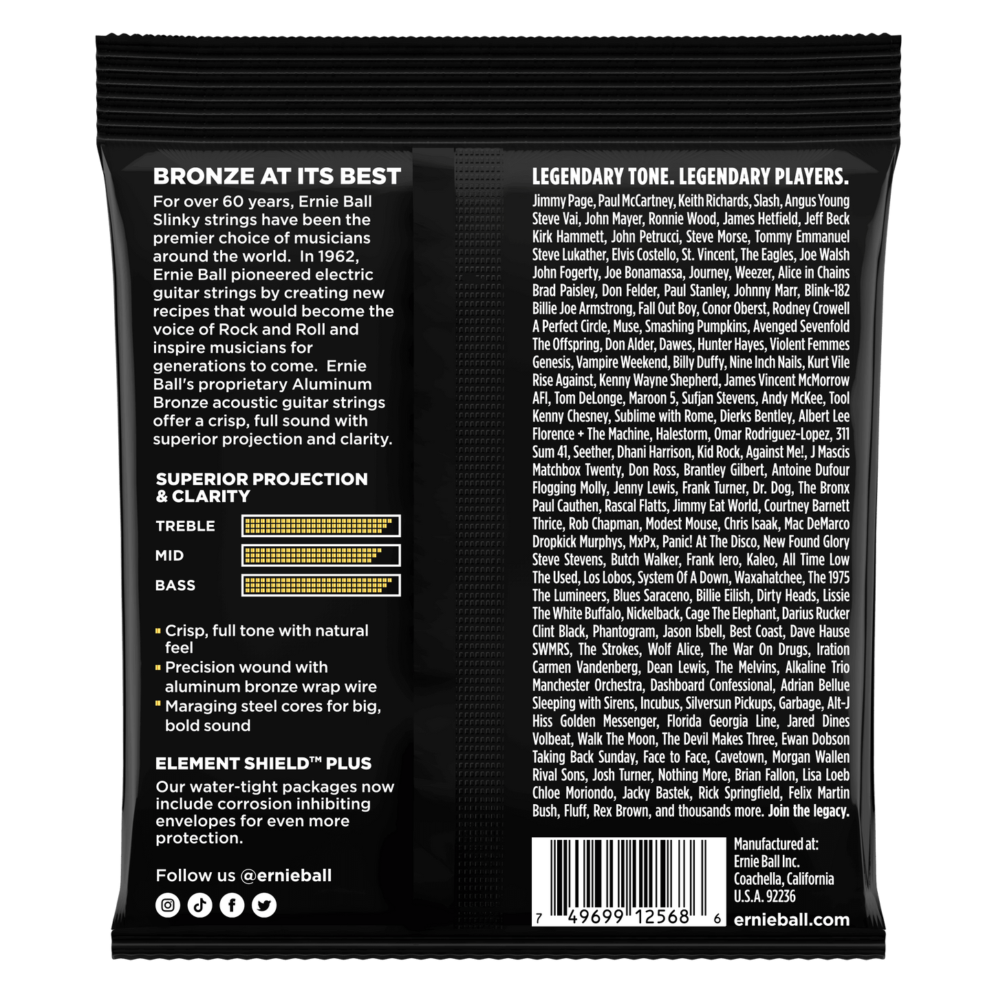 Ernie Ball Light Aluminum Bronze Acoustic Guitar Strings, 11-52 Gauge