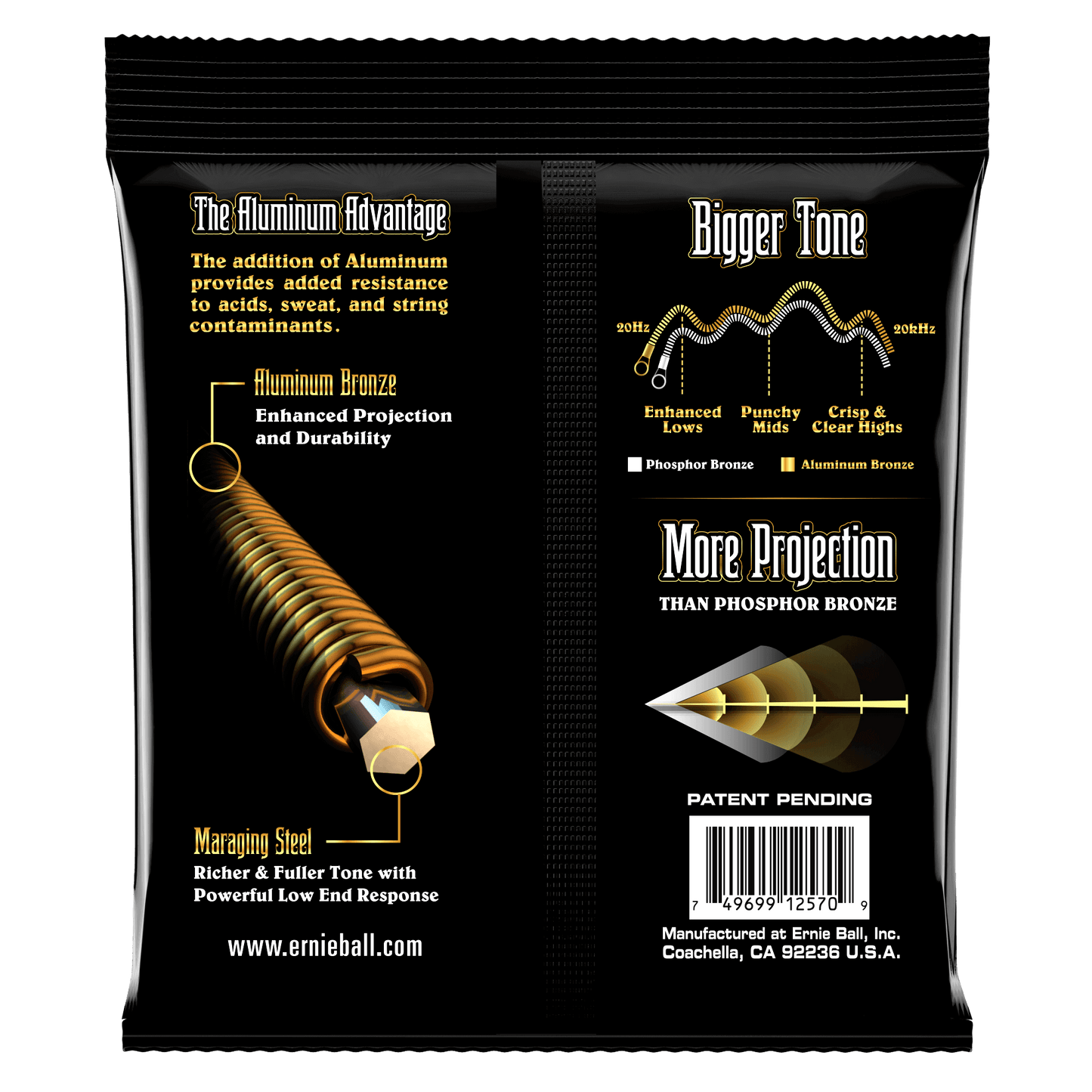 Ernie Ball Extra Light Aluminum Bronze Acoustic Guitar String, 10-50 Gauge