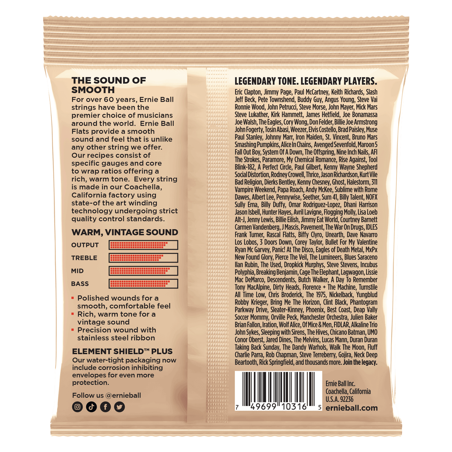 Ernie Ball Light Flatwound Electric Guitar Strings - 11-50 Gauge