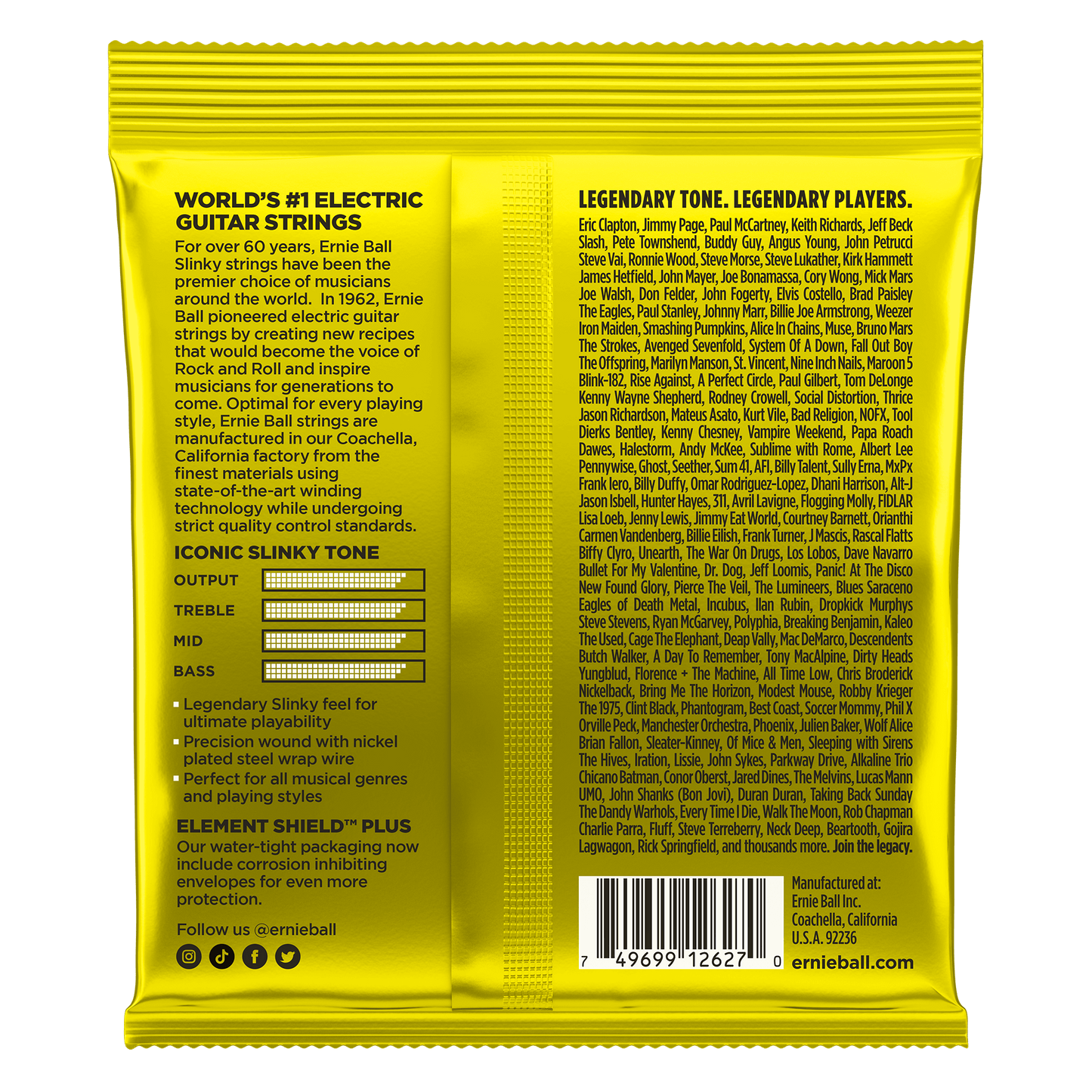 Ernie Ball Beefy Slinky Nickel Wound Electric Guitar Strings, 11-54 Gauge