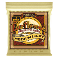 Ernie Ball Earthwood Medium Light 80/20 Bronze Acoustic Guitar Strings 3 Pack, 12-54 Gauge