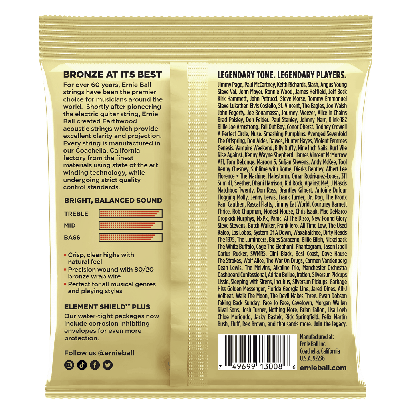 Ernie Ball Earthwood RandB wPlain G 8020 Brnz Ac Gtr Strings 3 Pk 10 52