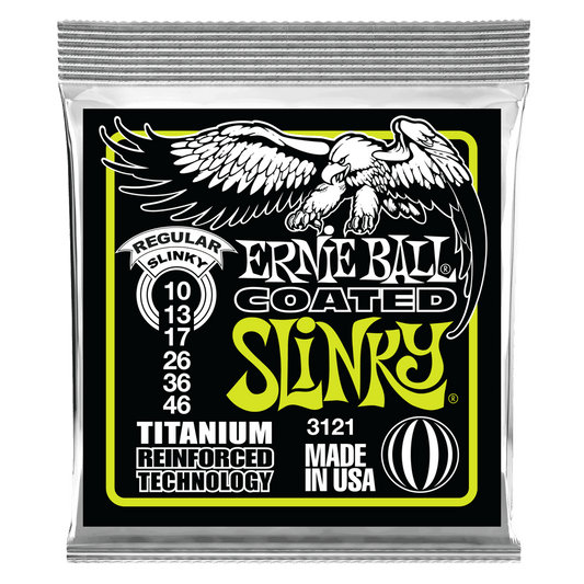 Ernie Ball Regular Slinky Coated Titanium RPS Electric Guitar Strings, 10-46 Gauge
