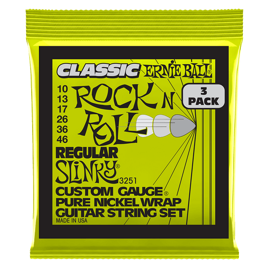 Regular Slinky Classic RnR Pure Nckl Elec Gtr Strings 3 Pk 10 46
