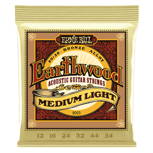 Ernie Ball Earthwood Medium Light 80/20 Bronze Acoustic Guitar String, 12-54 Gauge