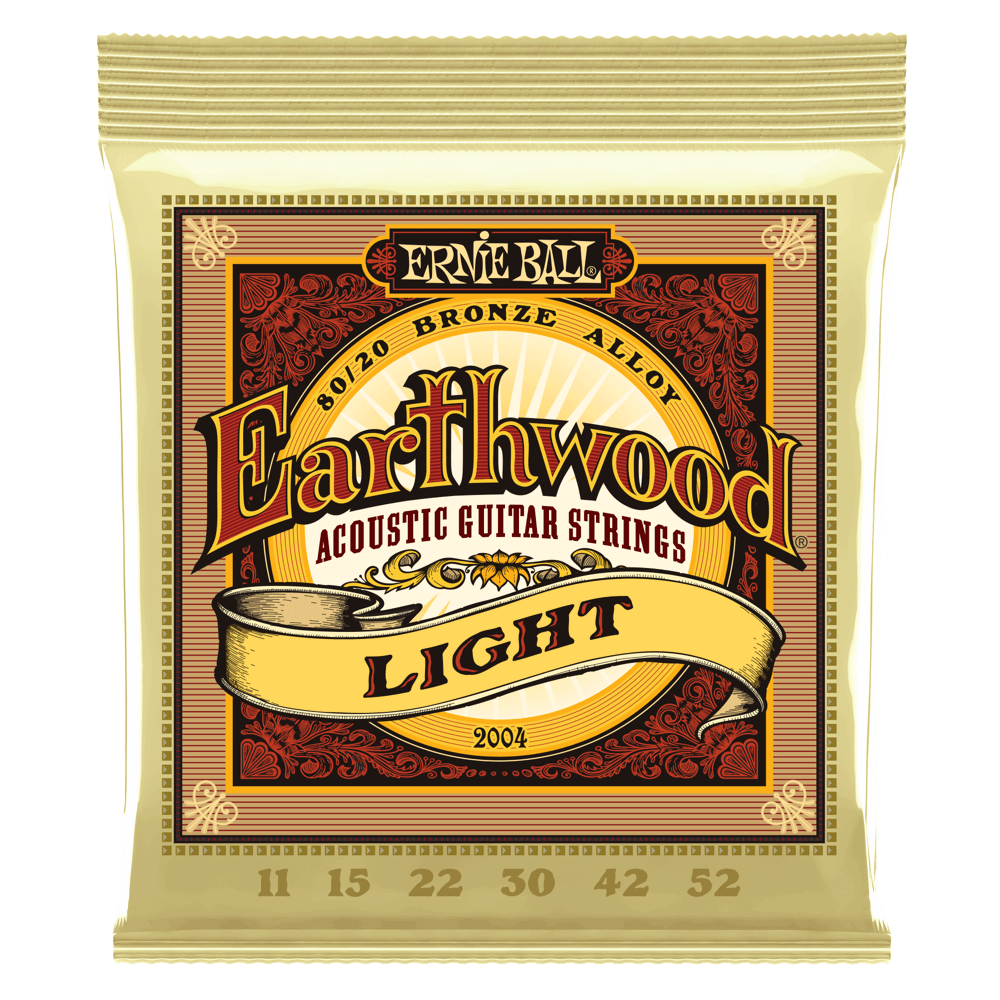 Ernie Ball Earthwood Light 80/20 Bronze Acoustic Guitar Strings, 11-52 Gauge