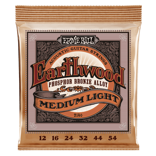 Ernie Ball Earthwood Medium Light Phosphor Bronze Acoustic Guitar String, 12-54 Gauge