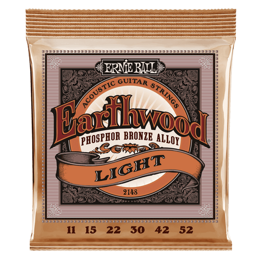 Ernie Ball Earthwood Light Phosphor Bronze Acoustic Guitar String, 11-52 Gauge