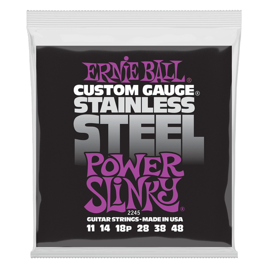 Ernie Ball Power Slinky Stainless Steel Wound Electric Guitar Strings 11-48 Gauge