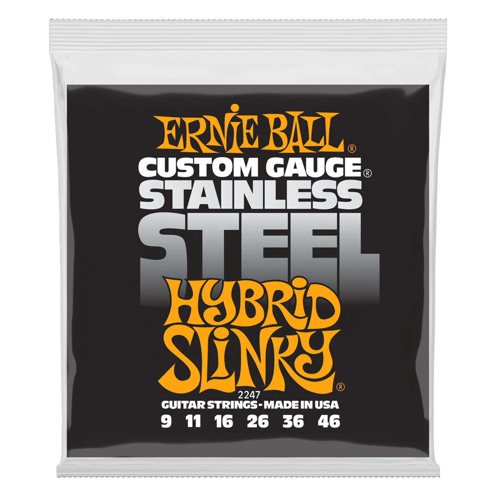 Ernie Ball Hybrid Slinky Stainless Steel Wound Electric Guitar Strings, 9-46 Gauge