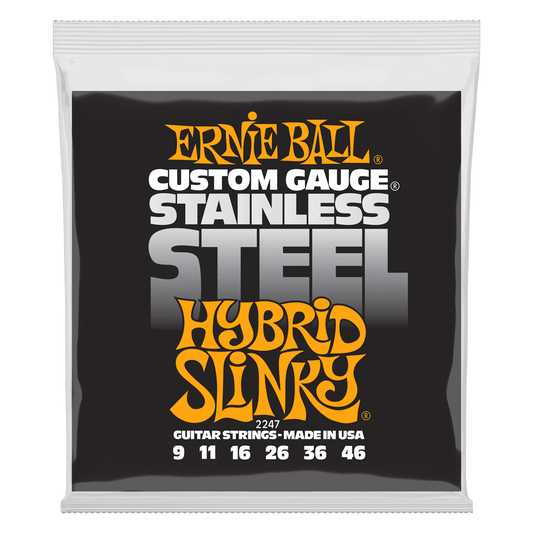 Ernie Ball Hybrid Slinky Stainless Steel Wound Electric Guitar Strings, 9-46 Gauge