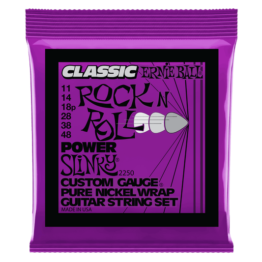 Ernie Ball Power Slinky Classic Rock n Roll Pure Nickel Wrap Electric Guitar Strings 11-48 Gauge