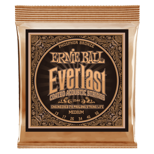 Ernie Ball Everlast Medium Coated Phosphor Bronze Acoustic Guitar String, 13-56 Gauge