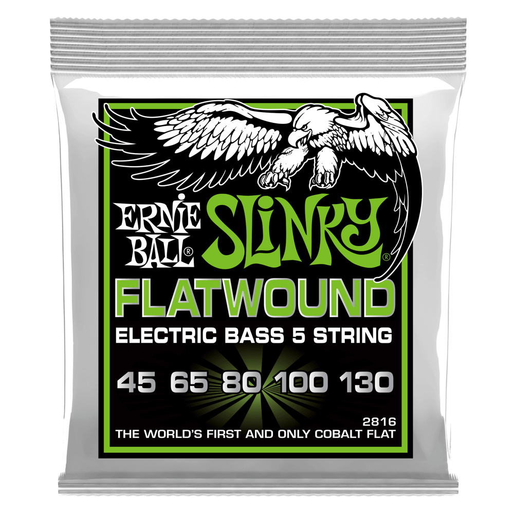 Ernie Ball Regular Slinky 5-String Flatwound Electric Bass Strings, 45-130 Gauge