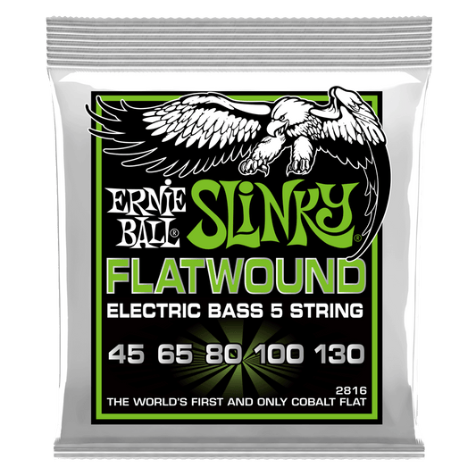 Ernie Ball Regular Slinky 5-String Flatwound Electric Bass Strings, 45-130 Gauge