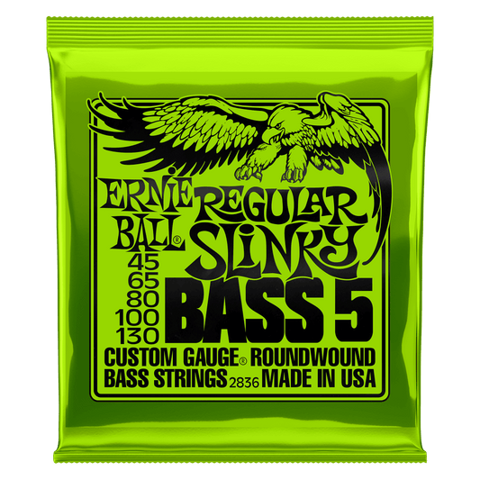 Ernie Ball Regular Slinky 5-String Nickel Wound Electric Bass Strings, 45-130 Gauge