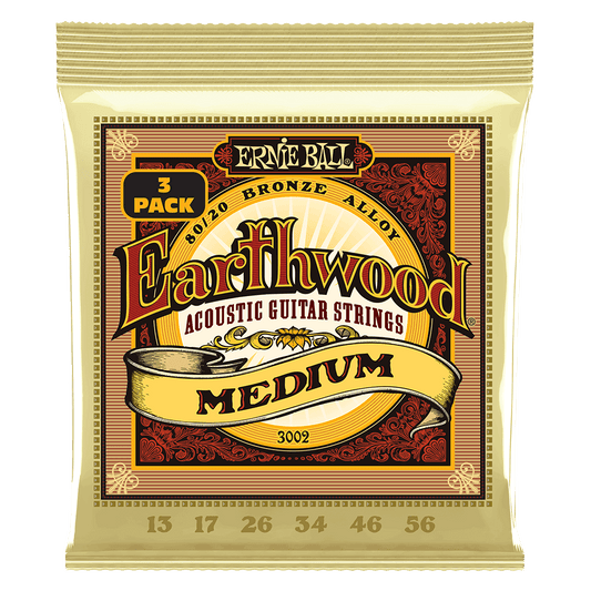 Ernie Ball Earthwood Med 8020 Brnz Ac Gtr Strings 3 Pk 13 56