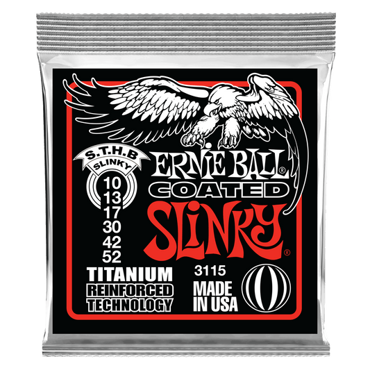 Ernie Ball Skinny Top/ Heavy Bottom Slinky Coated Titanium RPS Electric Guitar Strings, 10-52 Gauge