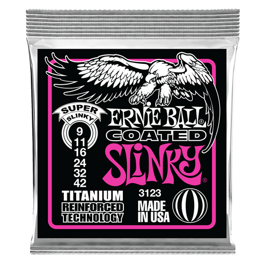 Ernie Ball Super Slinky Coated Titanium RPS Electric Guitar Strings - 9-42 Gauge