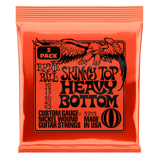 Ernie Ball Skinny Top Heavy Bottom Slinky Nickel Wound Electric Guitar Strings 3 Piece Pack, 10-52 Gauge