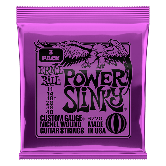 Ernie Ball Power Slinky Nickel Wound Electric Guitar Strings 11-48 Gauge, 3 Pack