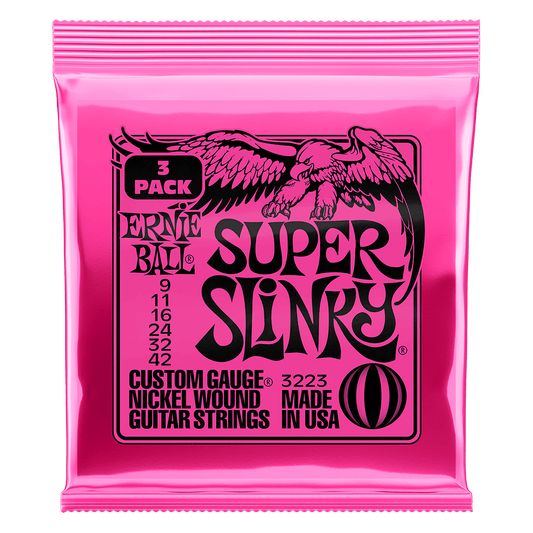 Ernie Ball Super Slinky Nickel Wound Electric Guitar Strings - 9-42 Gauge, 3 Pack