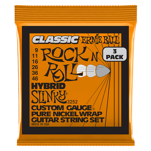 Hybrid Slinky Classic RnR Pure Nckl Elec Gtr Strings 3 Pk 9 46