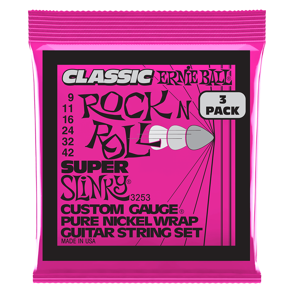 Super Slinky Classic RnR Pure Nckl Elec Gtr Strings 3 Pk 9 42