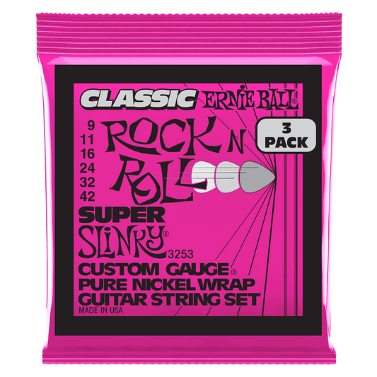 Super Slinky Classic RnR Pure Nckl Elec Gtr Strings 3 Pk 9 42