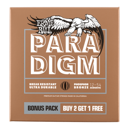 Ernie Ball Paradigm Medium Light Phosphor Bronze Acoustic Guitar Strings 12-54 Gauge, 3 Pack