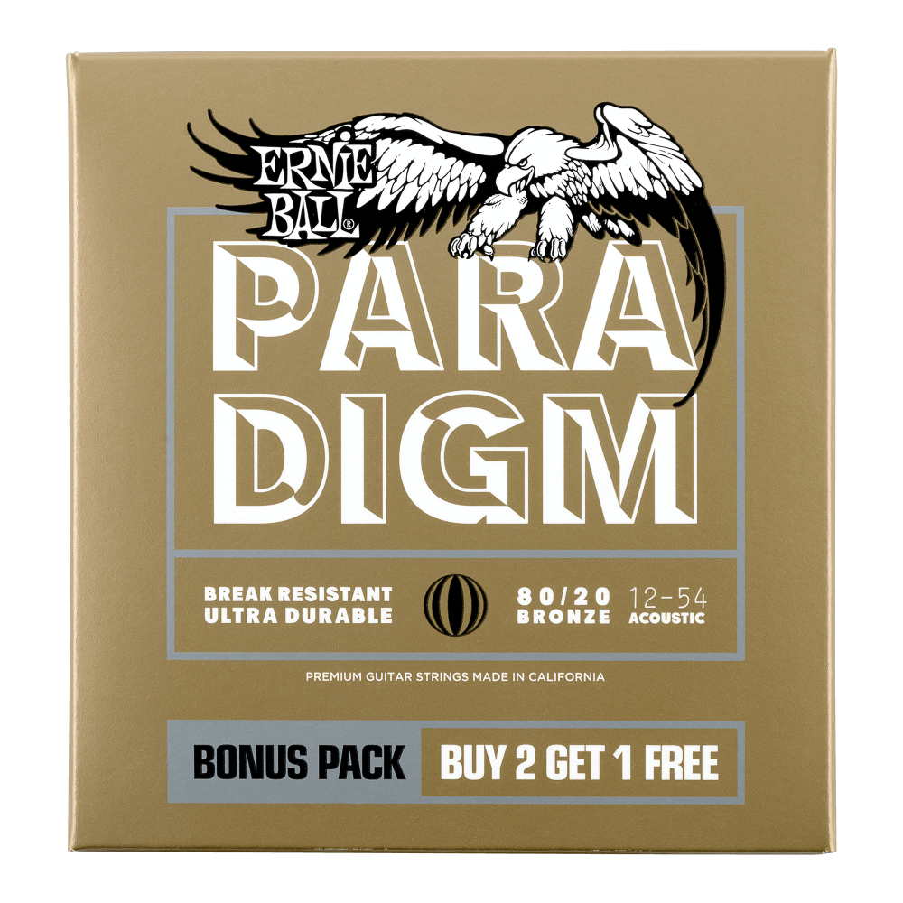 Ernie Ball Paradigm Medium Light 80/20 Bronze Acoustic Guitar Strings 12-54 Gauge, 3 Pack