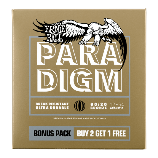 Ernie Ball Paradigm Medium Light 80/20 Bronze Acoustic Guitar Strings 12-54 Gauge, 3 Pack