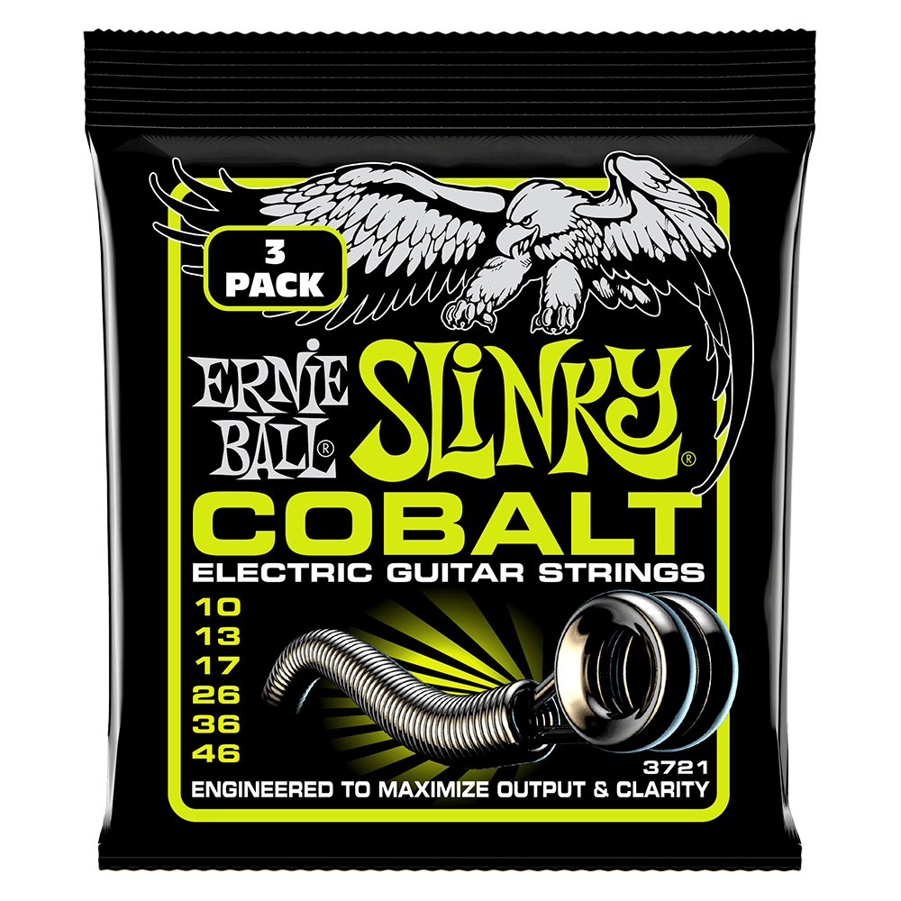 Ernie Ball Regular Slinky Cobalt Electric Guitar Strings 3 Pieces Pack, 10-46 Gauge