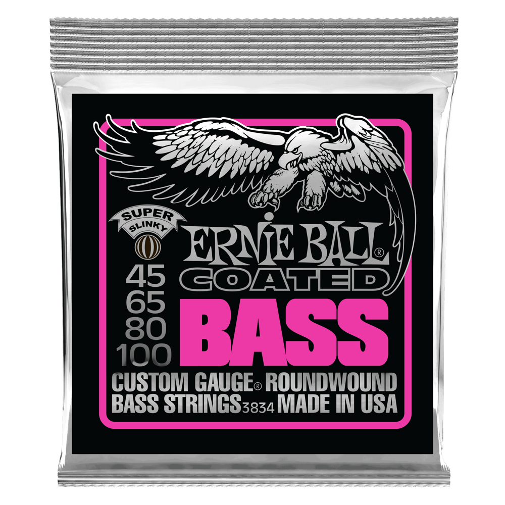 Ernie Ball Super Slinky Coated Electric Bass Strings - 45-100 Gauge