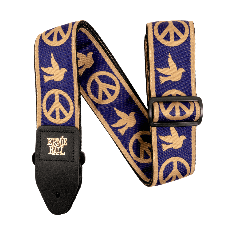 Ernie Ball Navy Blue and Beige Peace Live Dove Jacquard Strap