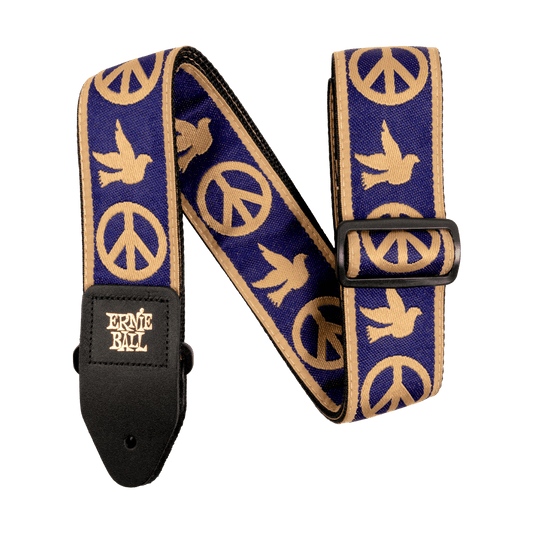 Ernie Ball Navy Blue and Beige Peace Live Dove Jacquard Strap