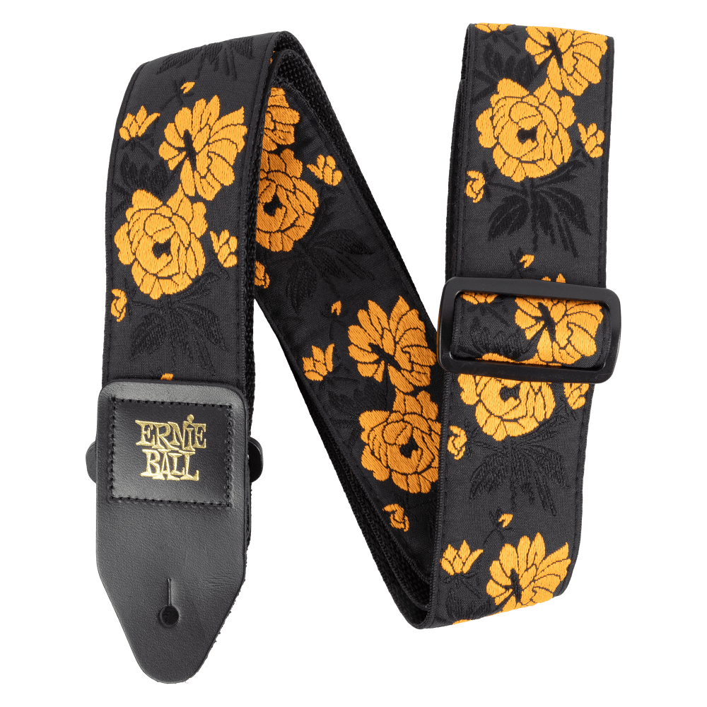 Classic Jacquard Guitar/Bass Strap - Tangerine Rose