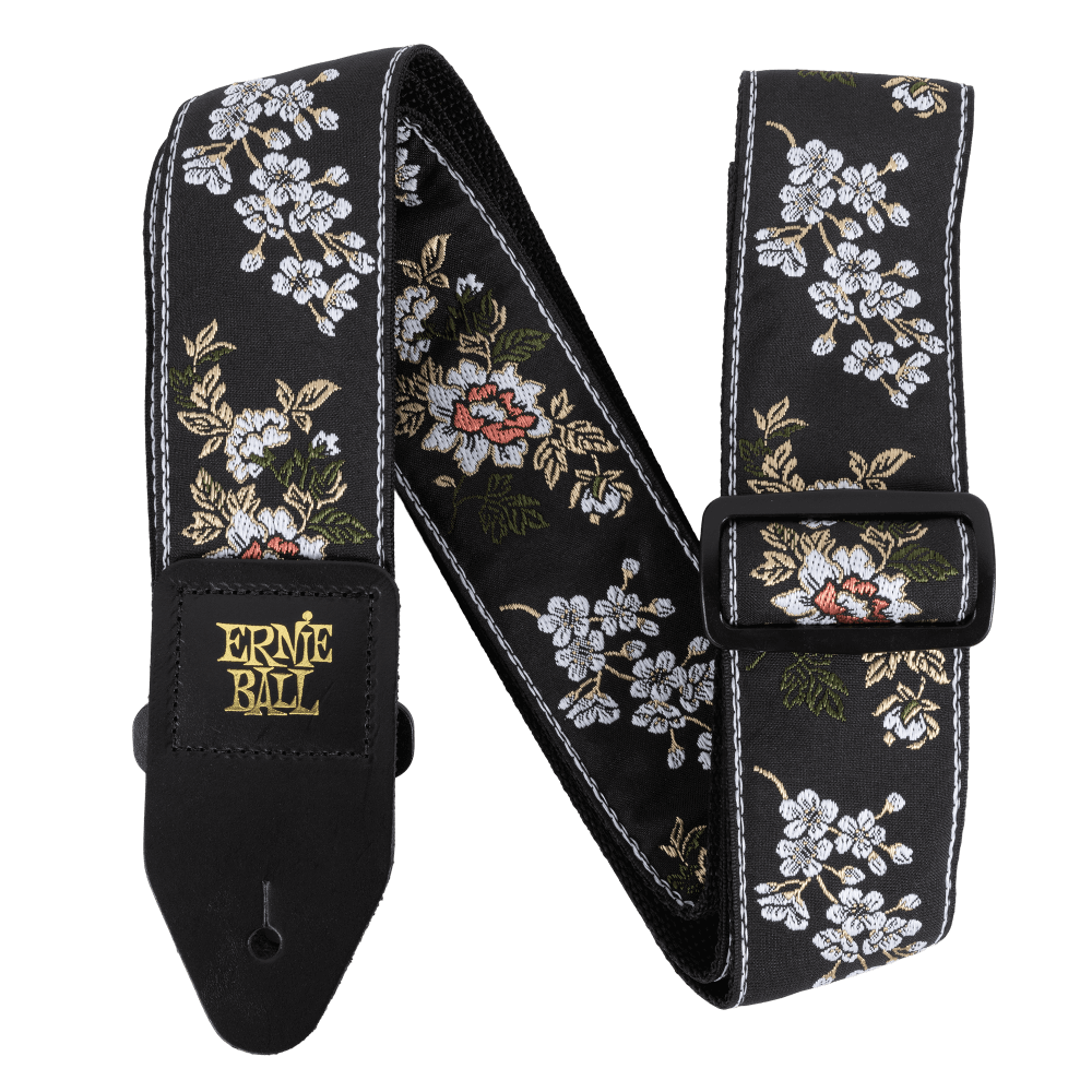 Classic Jacquard Guitar/Bass Strap - White Blossom