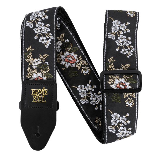 Classic Jacquard Guitar/Bass Strap - White Blossom