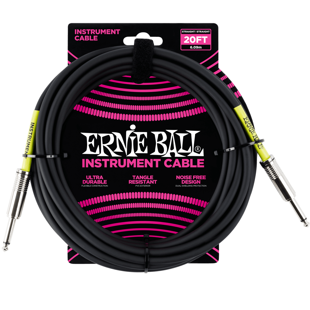 Ernie Ball 6 Meters Straight / Straight Instrument Cable, Black